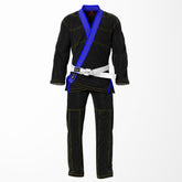 Combat Basic Black with Gold Stitching and Blue Lapel Brazilian Jiu Jitsu Gi (BJJ GI)