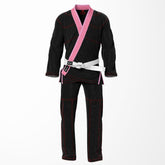 Combat Basic Black with Red Stitching and Pink Lapel Brazilian Jiu Jitsu Gi (BJJ GI)