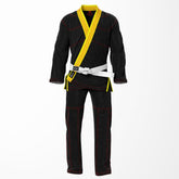 Combat Basic Black with Red Stitching and Yellow Lapel Brazilian Jiu Jitsu Gi (BJJ GI)