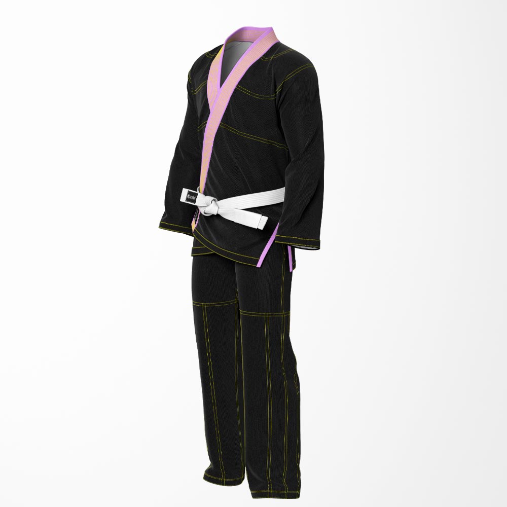 Combat Basic Black with Gold Stitching and Pink Lapel Brazilian Jiu Jitsu Gi (BJJ GI)