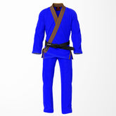 Combat Basic Blue with Blue Stitching and Brown Lapel Brazilian Jiu Jitsu Gi (BJJ GI)