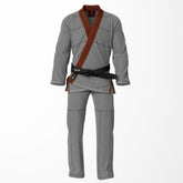 Combat Basic Gray with Black Stitching and Brown Lapel Brazilian Jiu Jitsu Gi (BJJ GI)