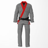 Combat Basic Gray with Black Stitching and Red Lapel Brazilian Jiu Jitsu Gi (BJJ GI)