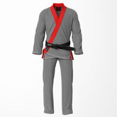 Combat Basic Gray with Gray Stitching and Red Lapel Brazilian Jiu Jitsu Gi (BJJ GI)