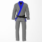 Combat Basic Gray with Gray Stitching and Blue Lapel Brazilian Jiu Jitsu Gi (BJJ GI)