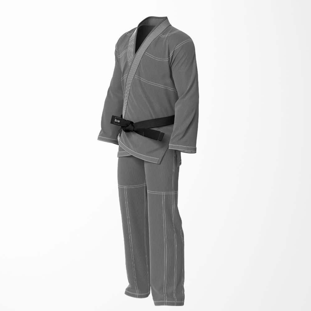 Combat Basic Gray with White Stitching Brazilian Jiu Jitsu Gi (BJJ GI)