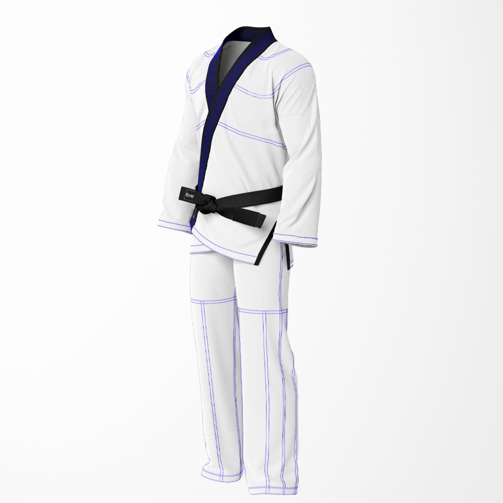 Combat Basic White with Blue Stitching and Black Lapel Brazilian Jiu Jitsu Gi (BJJ GI)