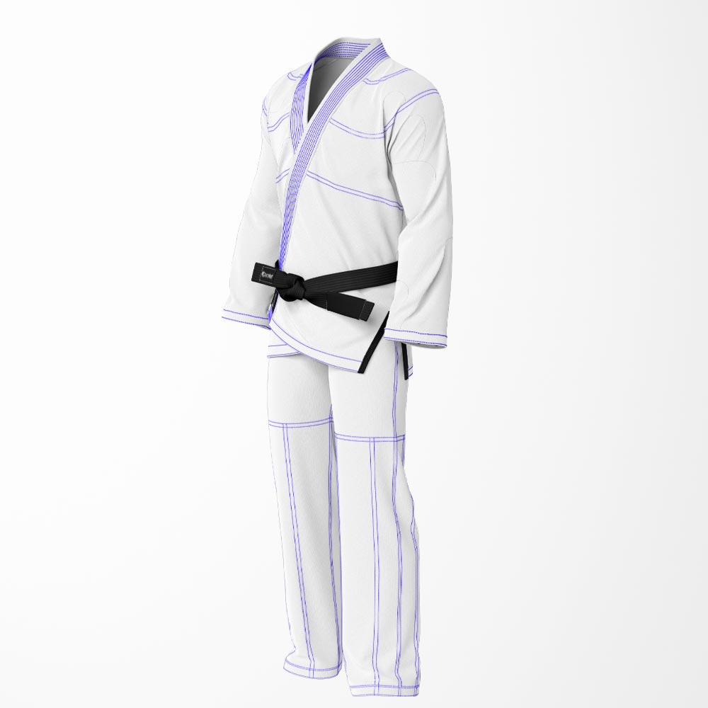 Combat Basic White with white Stitching and white lapel Brazilian Jiu Jitsu Gi (BJJ GI)