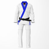 Combat Basic White with Gray Stitching and Blue Lapel Brazilian Jiu Jitsu Gi (BJJ GI)