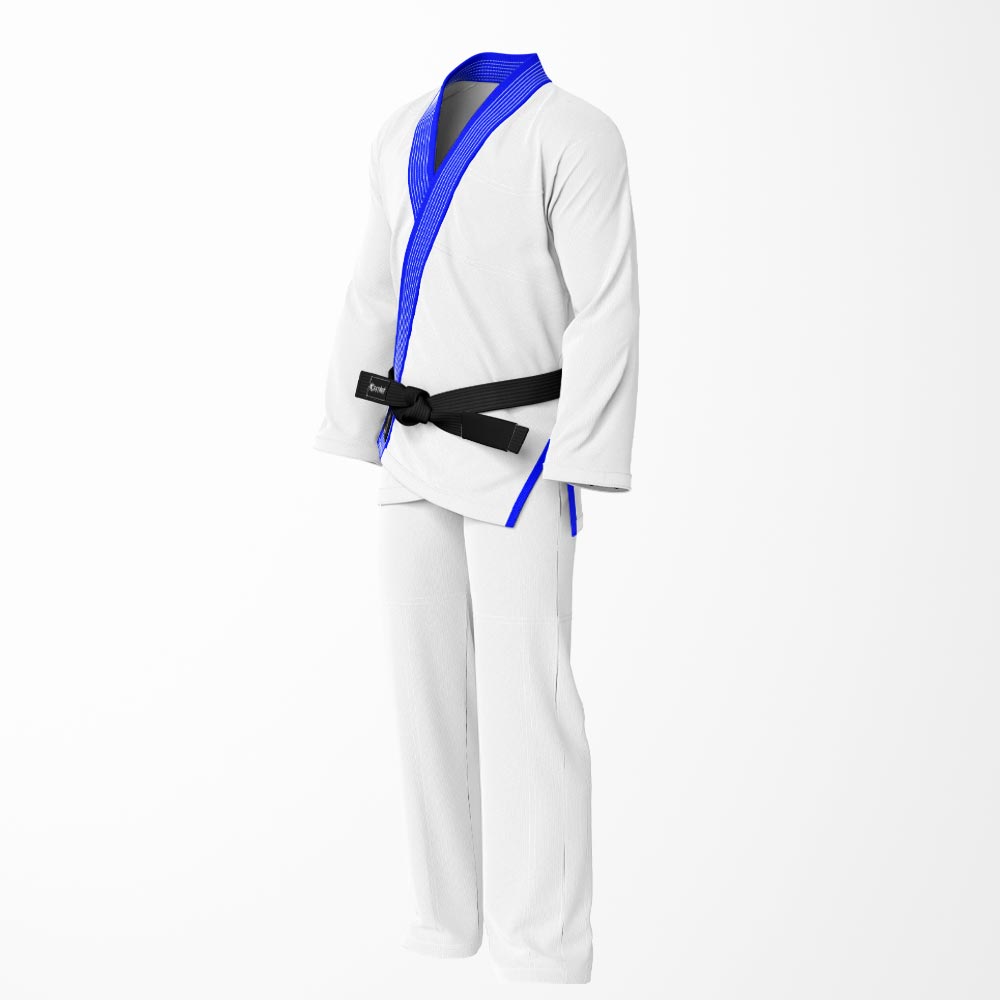 Combat Basic White with White Stitching and Blue Lapel Brazilian Jiu Jitsu Gi (BJJ GI)