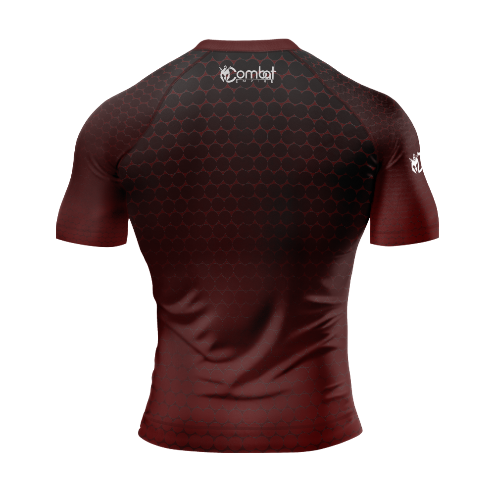 MMA Red With Black Geometric Style Short Sleeve Rash Guard