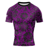 MMA Floral Purple Base Short Sleeve Rash Guard