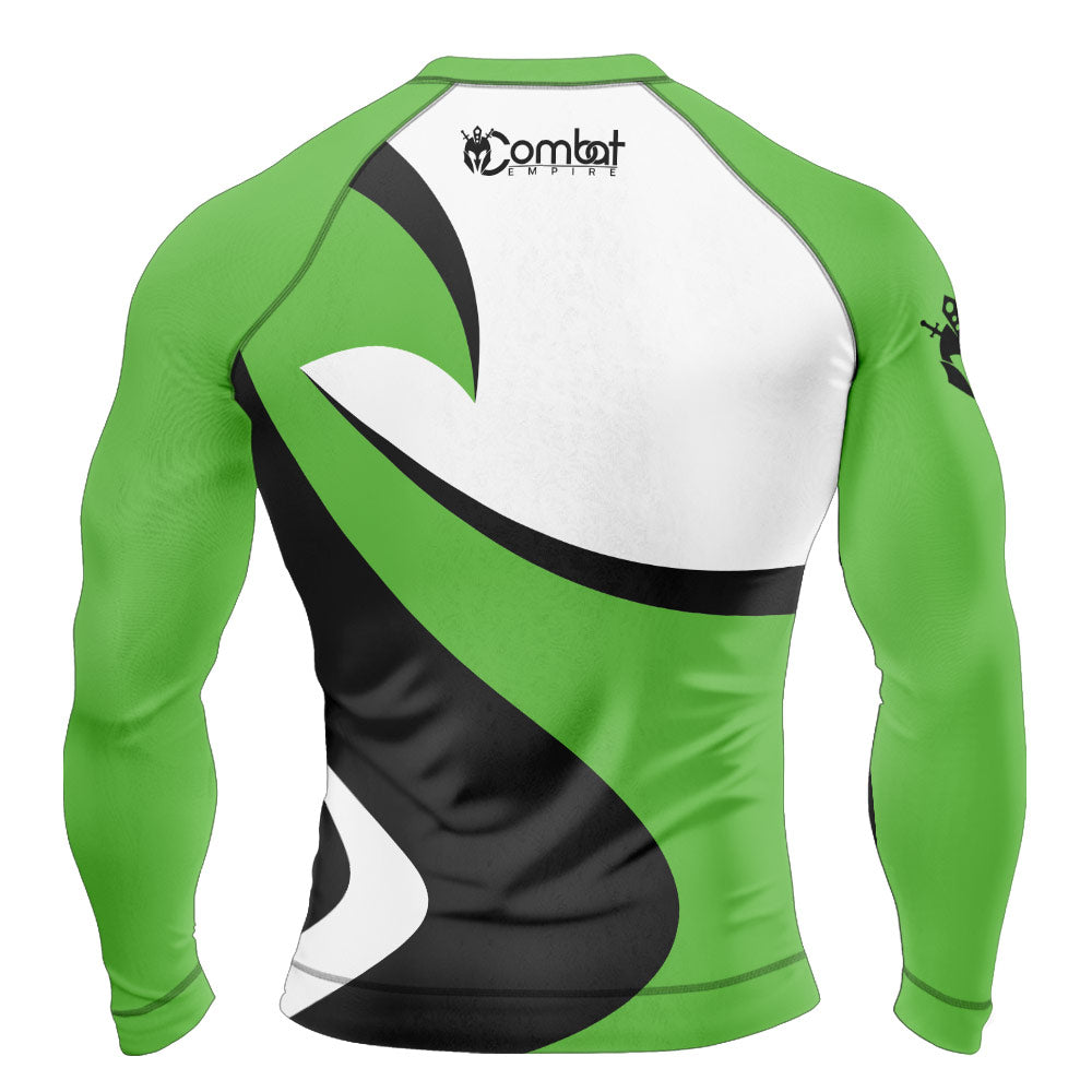 MMA Long Sleeve Green with Black & White Texture Rash Guard