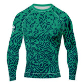 MMA Long Sleeve Green with Blue Texture Rash Guard