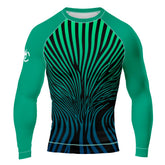MMA Green Long Sleeve Black Texture Rash Guard