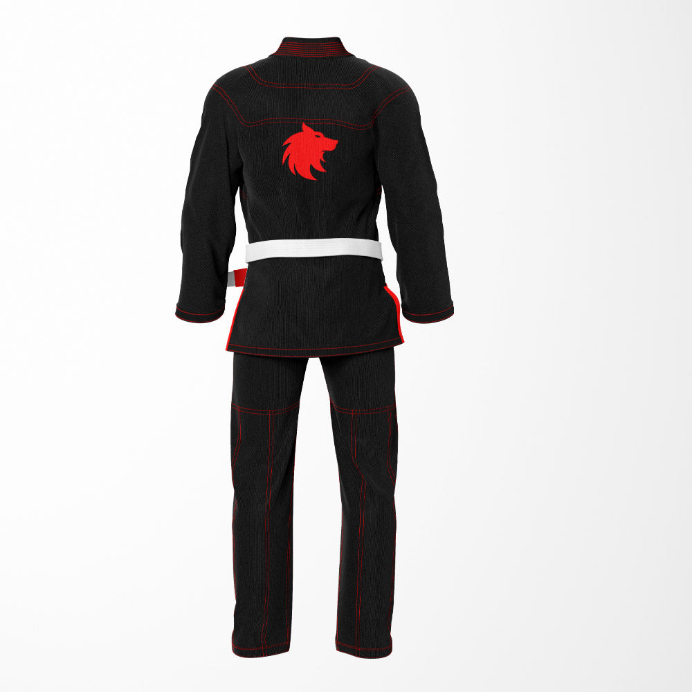 Black Lone Wolf Sublimation Brazilian Jiu Jitsu Gi for Men