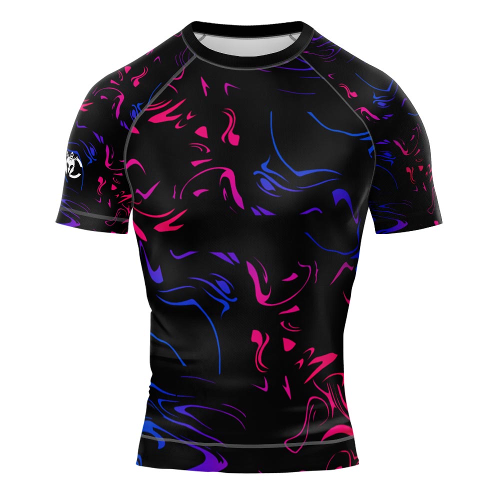 MMA Pink and Blue Smoke Long Sleeve Rash Guard
