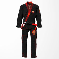 Black Fiery Skull Sublimation Brazilian Jiu Jitsu Gi - Red Lapel BJJ GI