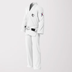 South Korean Flag Sublimation BJJ Gi – White Pearl Weave Prestige Edition