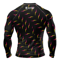 MMA Black with Yellow Gradient Lightning Bolt Long Sleeve Rash Guard