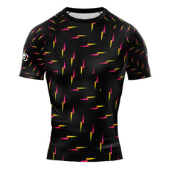MMA Black with Yellow Gradient Lightning Bolt Long Sleeve Rash Guard