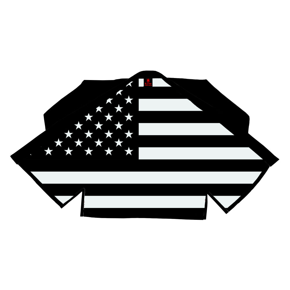 Black & White American Flag Sublimation BJJ Gi - 100% Cotton Pearl Weave