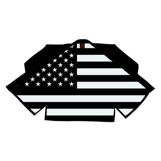 Black & White American Flag Sublimation BJJ Gi - 100% Cotton Pearl Weave