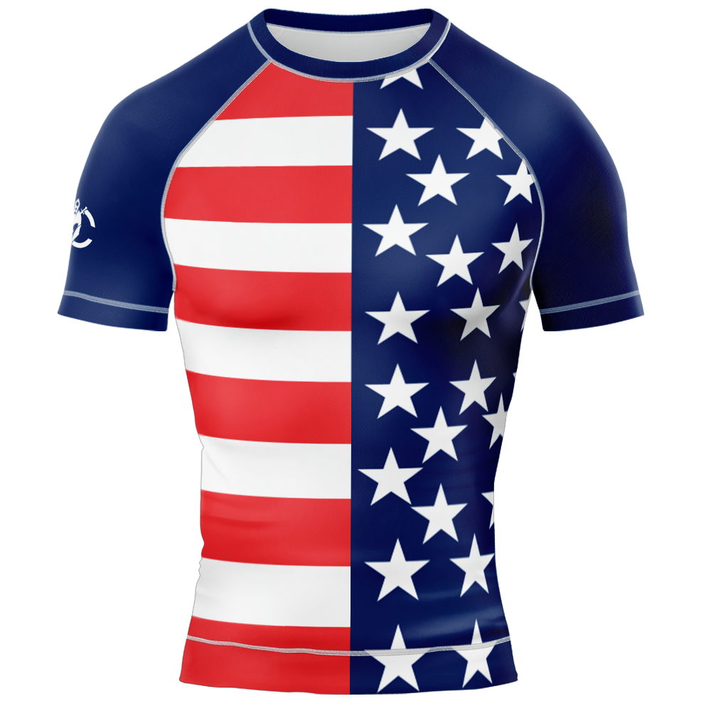 MMA AMERICAN  PATRIOTIC SHORT SLEEVE RASH GUARD