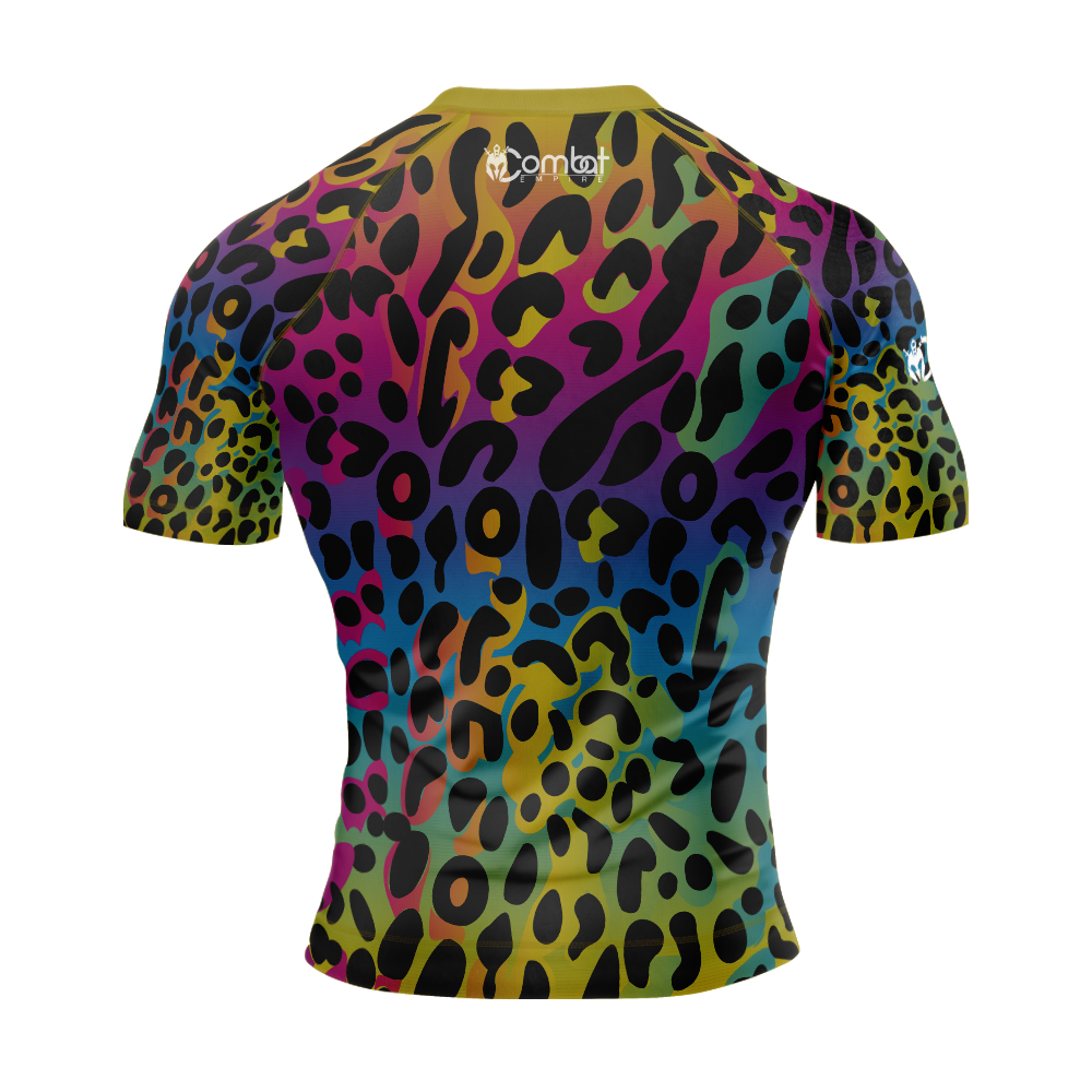 MMA Rainbow Leopard Short Sleeve Rash Guard