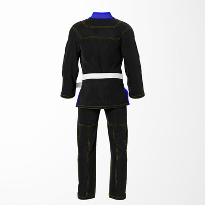 Combat Basic Black with Gold Stitching and Blue Lapel Brazilian Jiu Jitsu Gi (BJJ GI)