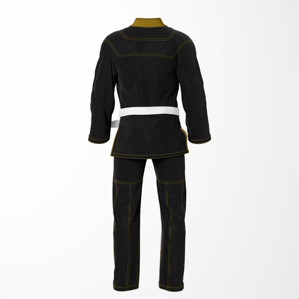 Combat Basic Black with Gold Stitching and Brown Lapel Brazilian Jiu Jitsu Gi (BJJ GI)