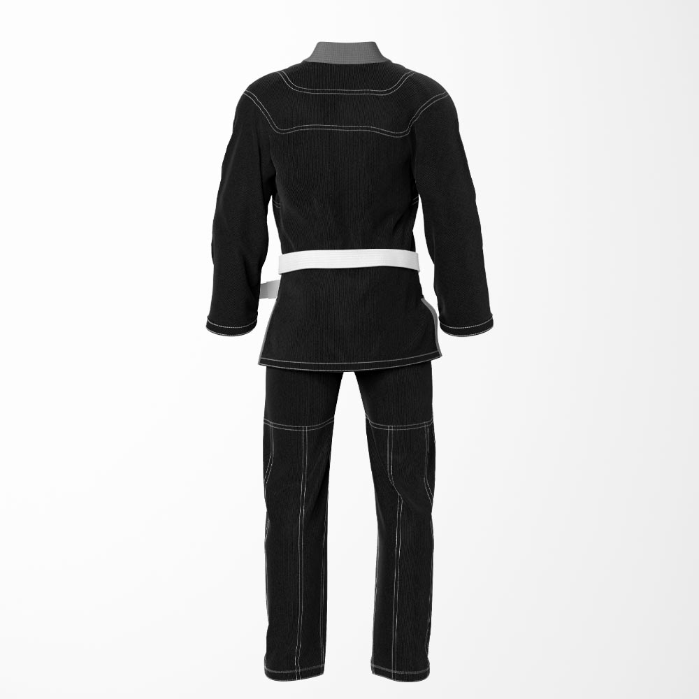 Combat Basic Black with Gray Stitching and Gray Lapel Brazilian Jiu Jitsu Gi (BJJ GI)