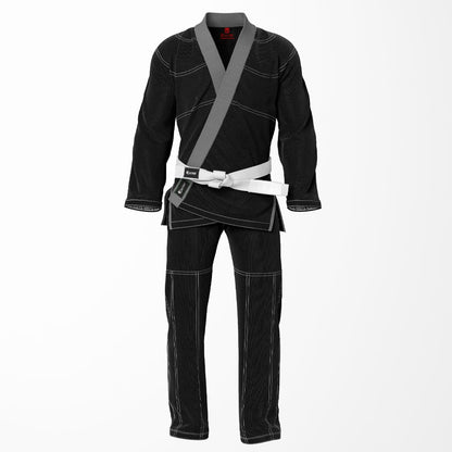 Combat Basic Black with Gray Stitching and Gray Lapel Brazilian Jiu Jitsu Gi (BJJ GI)