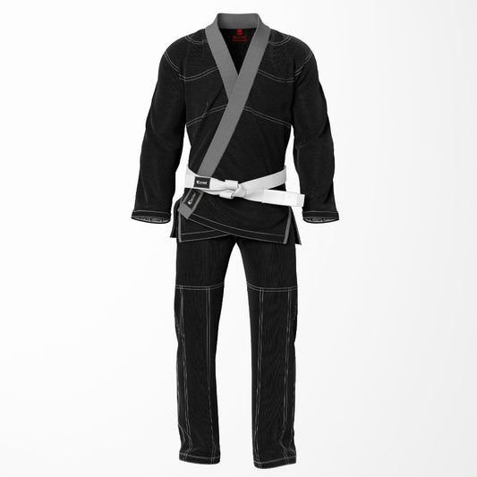 Combat Basic Black with Gray Stitching and Gray Lapel Brazilian Jiu Jitsu Gi (BJJ GI)