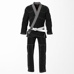 Combat Basic Black with Gray Stitching and Gray Lapel Brazilian Jiu Jitsu Gi (BJJ GI)