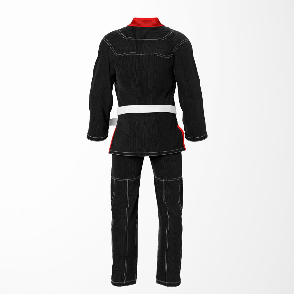 Combat Basic Black with Gray Stitching and White Lapel Brazilian Jiu Jitsu Gi (BJJ GI)
