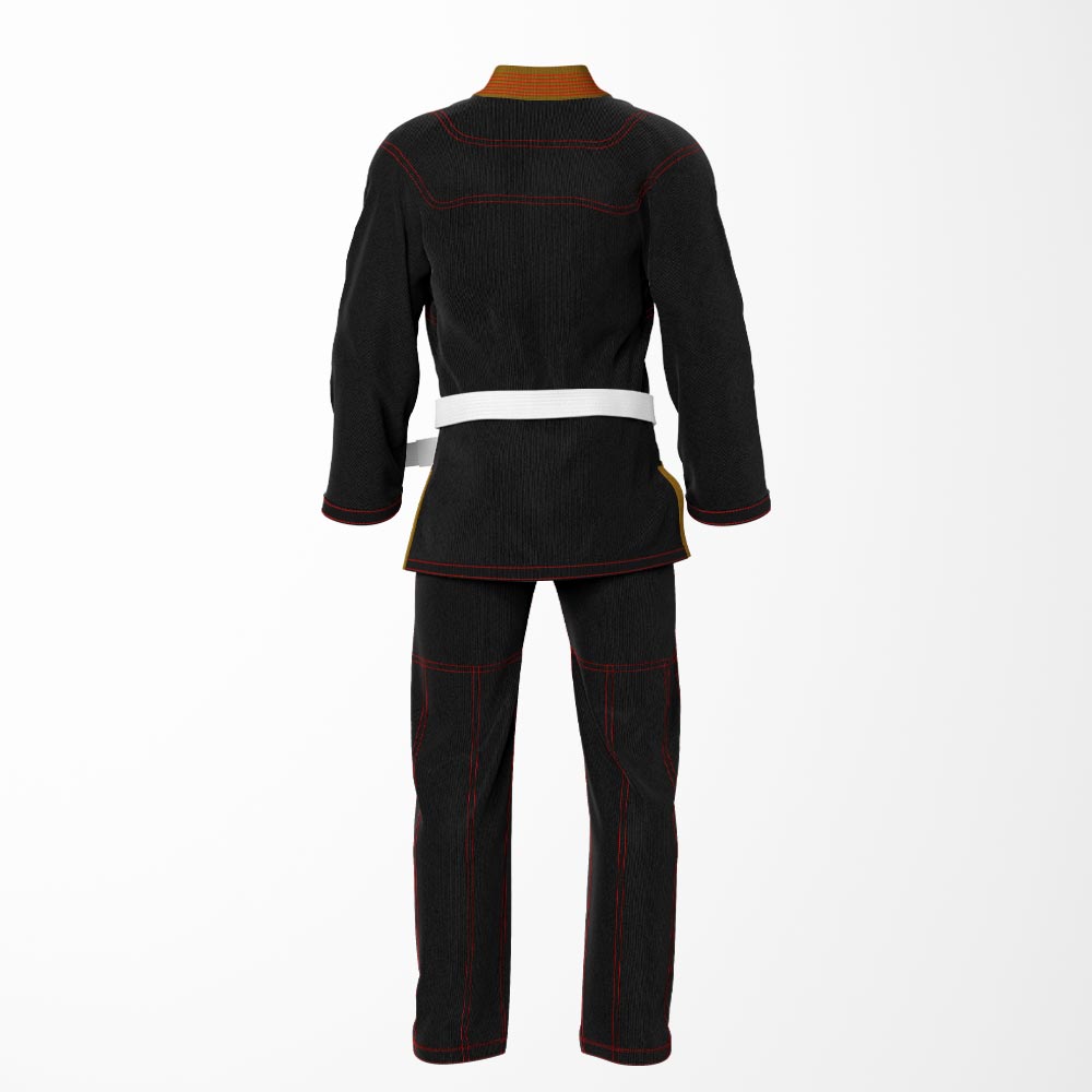 Combat Basic Black with Red Stitching and Brown Lapel Brazilian Jiu Jitsu Gi (BJJ GI)