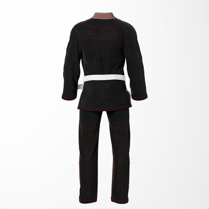 Combat Basic Black with Red Stitching and Gray Lapel Brazilian Jiu Jitsu Gi (BJJ GI)