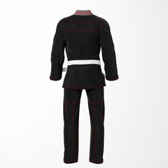 Combat Basic Black with Red Stitching and Gray Lapel Brazilian Jiu Jitsu Gi (BJJ GI)