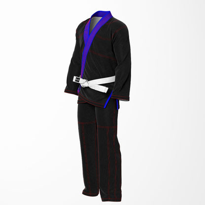 Combat Basic Black with Red Stitching and Blue Lapel Brazilian Jiu Jitsu Gi (BJJ GI)