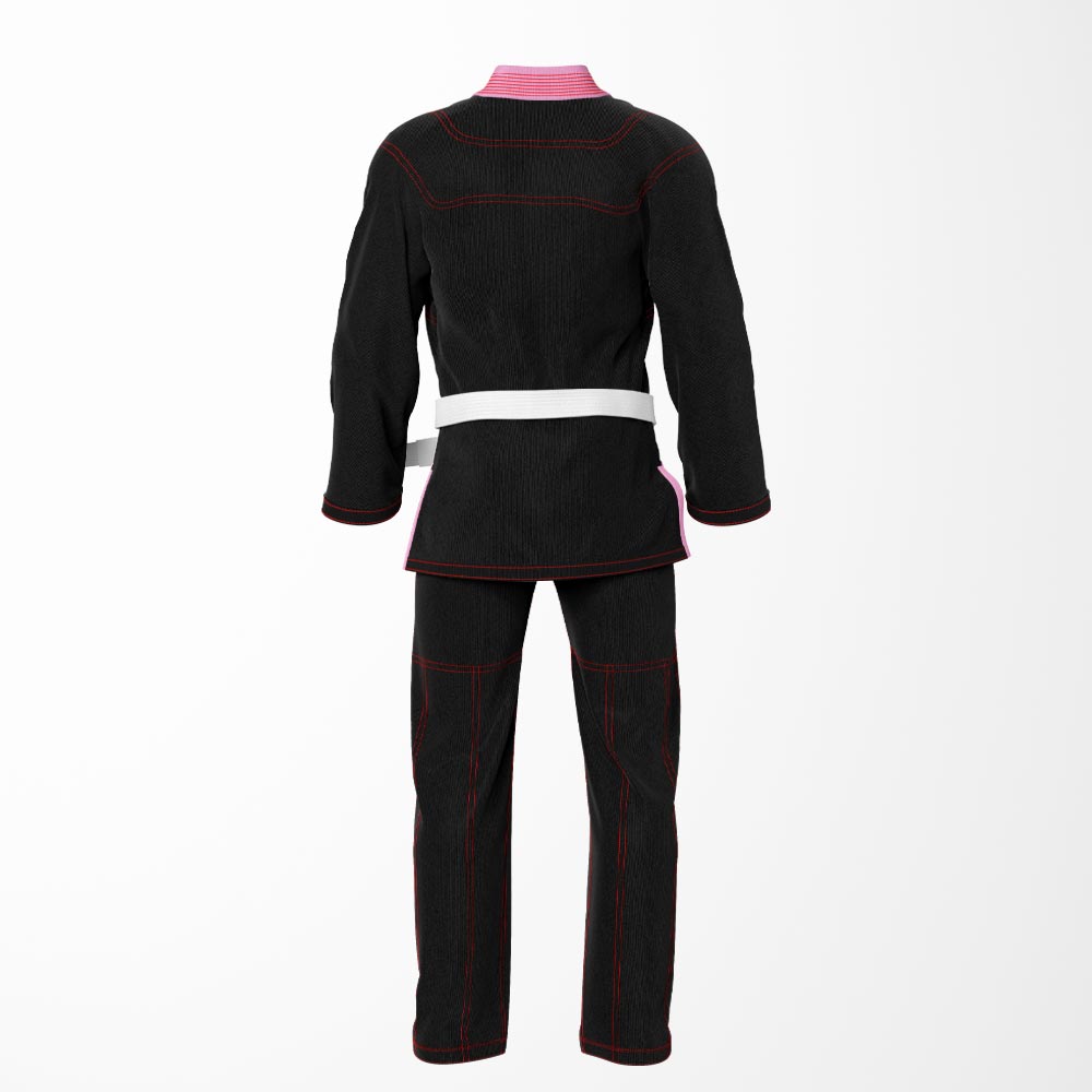 Combat Basic Black with Gray Stitching and Pink Lapel Brazilian Jiu Jitsu Gi (BJJ GI)