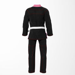 Combat Basic Black with Gray Stitching and Pink Lapel Brazilian Jiu Jitsu Gi (BJJ GI)