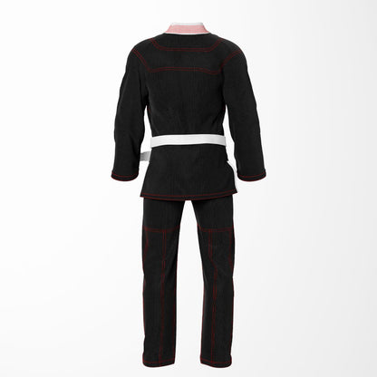 Combat Basic Black with Red Stitching and White Lapel Brazilian Jiu Jitsu Gi (BJJ GI)