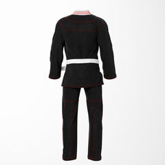 Combat Basic Black with Red Stitching and White Lapel Brazilian Jiu Jitsu Gi (BJJ GI)
