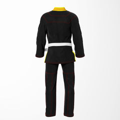 Combat Basic Black with Red Stitching and Yellow Lapel Brazilian Jiu Jitsu Gi (BJJ GI)