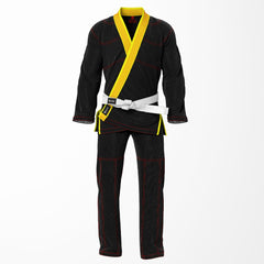 Combat Basic Black with Red Stitching and Yellow Lapel Brazilian Jiu Jitsu Gi (BJJ GI)