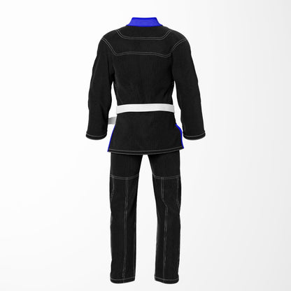 Combat Basic Black with Gray Stitching and Blue Lapel Brazilian Jiu Jitsu Gi (BJJ GI)