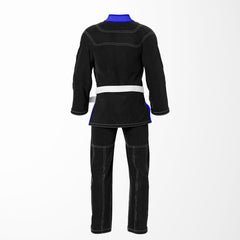 Combat Basic Black with Gray Stitching and Blue Lapel Brazilian Jiu Jitsu Gi (BJJ GI)