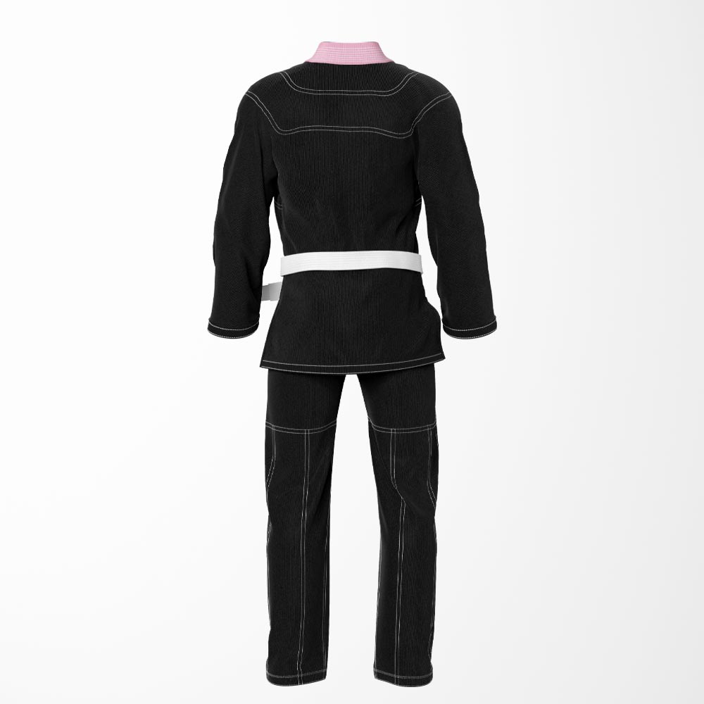 Combat Basic Black with White Stitching and Pink Lapel Brazilian Jiu Jitsu Gi (BJJ GI)