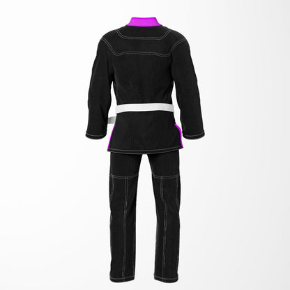 Combat Basic Black with White Stitching and Purpal Lapel Brazilian Jiu Jitsu Gi (BJJ GI)